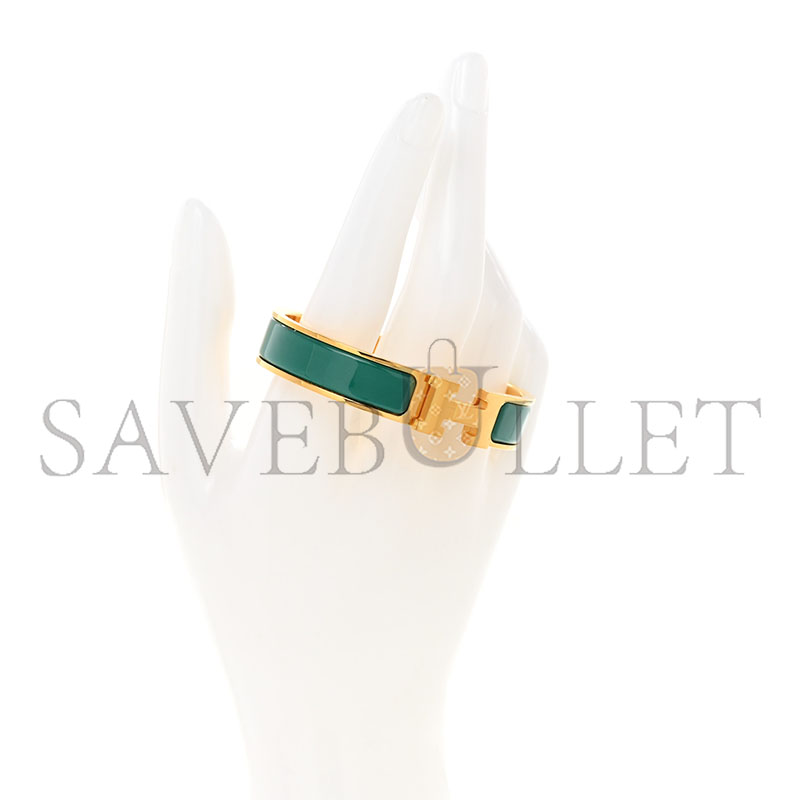 HERMÈS ENAMEL NARROW CLIC CLAC H BRACELET PM MALACHITE